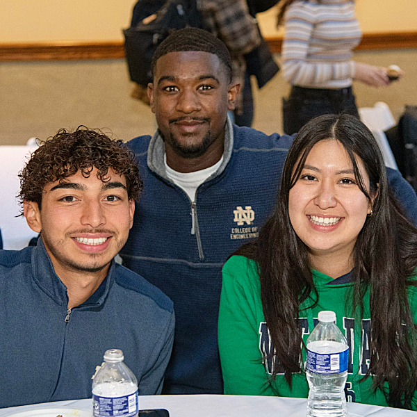 Three students pose together at Galvin Scholars Year End Event 2023