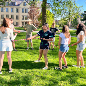 Students play tug-of-war at Galvin Scholars Year-End Event