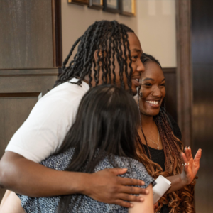 2024 Galvin Scholars Student Brunch student posing with family for photo